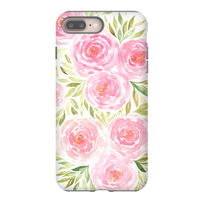 iPhone 7 plus StrongFit Pastel Pink Peony Floral Print by Becky Starsmore