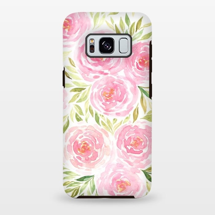 Galaxy S8 plus StrongFit Pastel Pink Peony Floral Print by Becky Starsmore