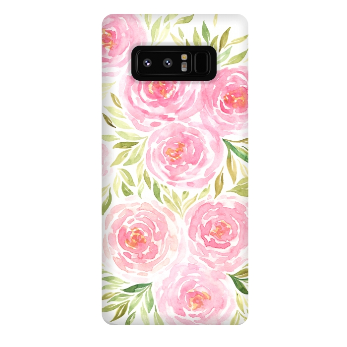 Galaxy Note 8 StrongFit Pastel Pink Peony Floral Print by Becky Starsmore