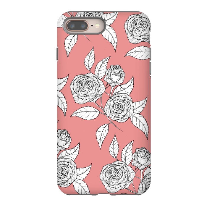 iPhone 7 plus StrongFit Dusky Pink Vintage Rose Print by Becky Starsmore