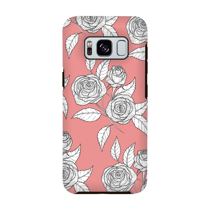 Galaxy S8 StrongFit Dusky Pink Vintage Rose Print by Becky Starsmore