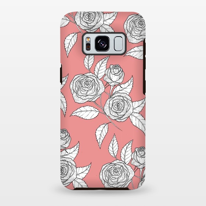 Galaxy S8 plus StrongFit Dusky Pink Vintage Rose Print by Becky Starsmore
