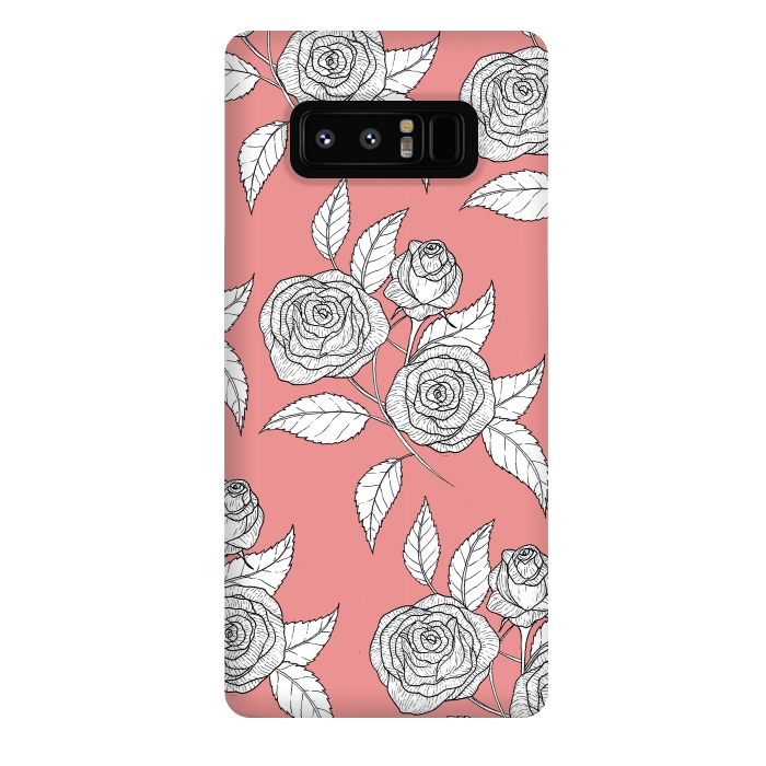 Galaxy Note 8 StrongFit Dusky Pink Vintage Rose Print by Becky Starsmore