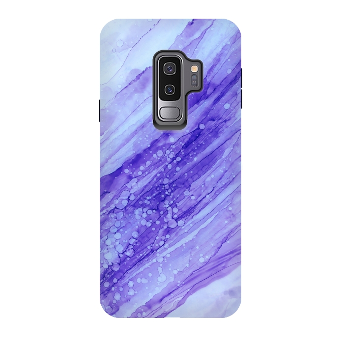 Galaxy S9 plus StrongFit Purple Marble Print by Becky Starsmore