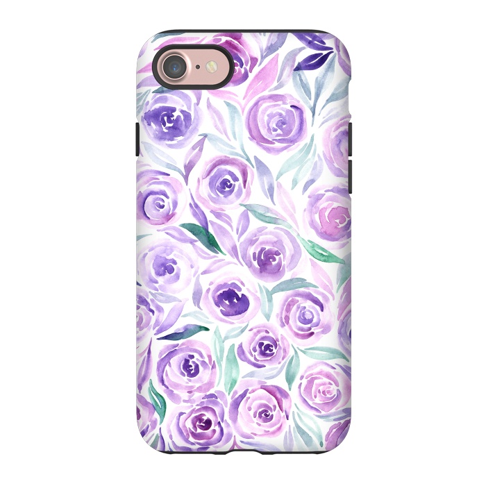 iPhone 7 StrongFit Purple Rose Floral Print by Becky Starsmore