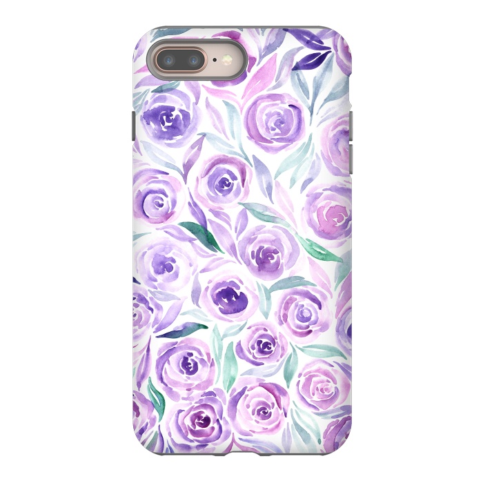 iPhone 7 plus StrongFit Purple Rose Floral Print by Becky Starsmore