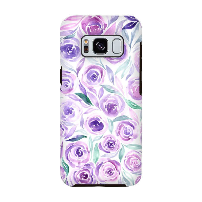 Galaxy S8 StrongFit Purple Rose Floral Print by Becky Starsmore