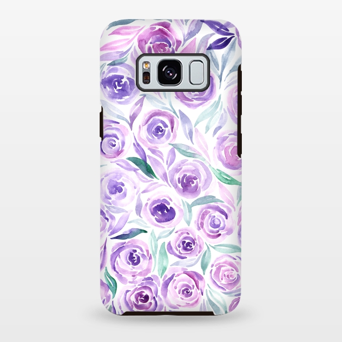 Galaxy S8 plus StrongFit Purple Rose Floral Print by Becky Starsmore