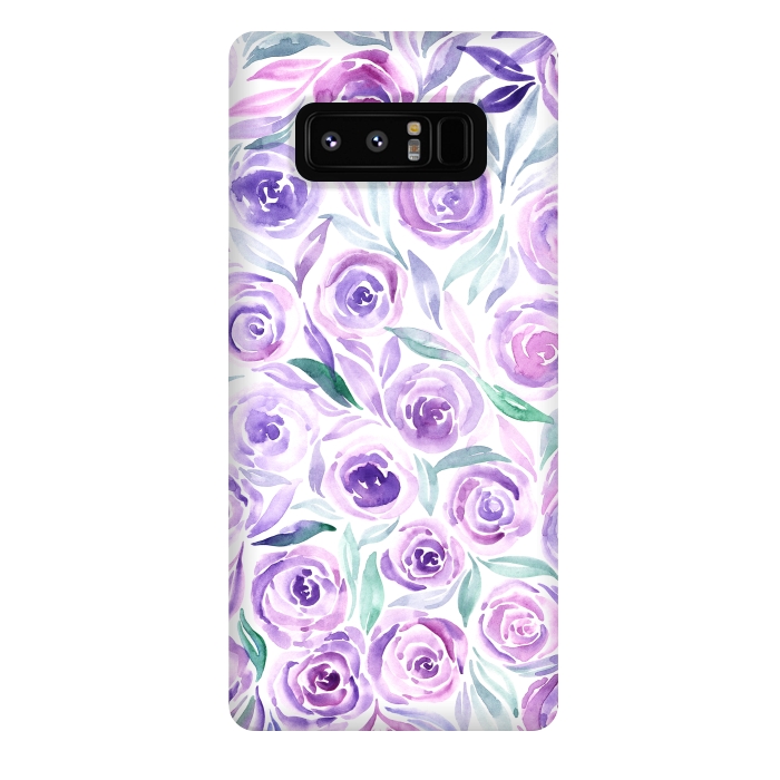Galaxy Note 8 StrongFit Purple Rose Floral Print by Becky Starsmore
