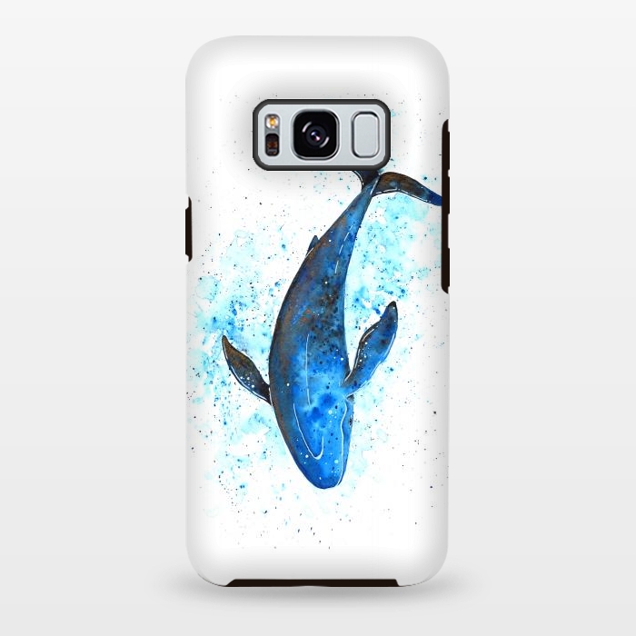 Galaxy S8 plus StrongFit Watercolor Blue Whale Dive by Becky Starsmore