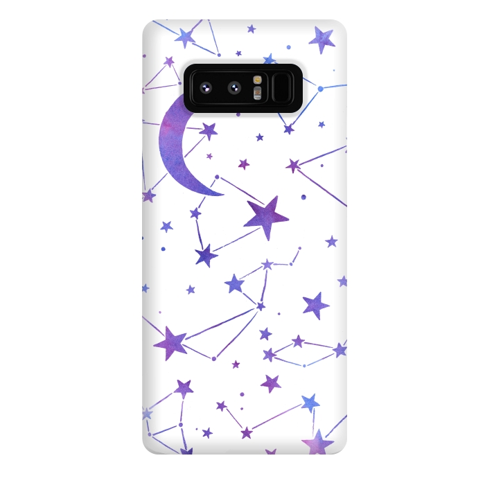 Galaxy Note 8 StrongFit Watercolor Star And Moon Constellations by Becky Starsmore