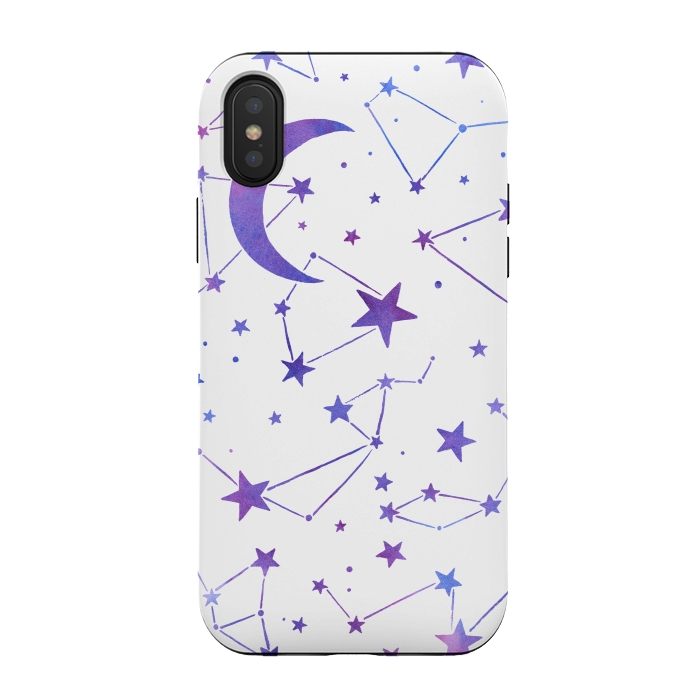 iPhone Xs / X StrongFit Watercolor Star And Moon Constellations by Becky Starsmore