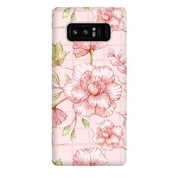 Galaxy Note 8 StrongFit Modern pink Grid and Flower Pattern by  Utart