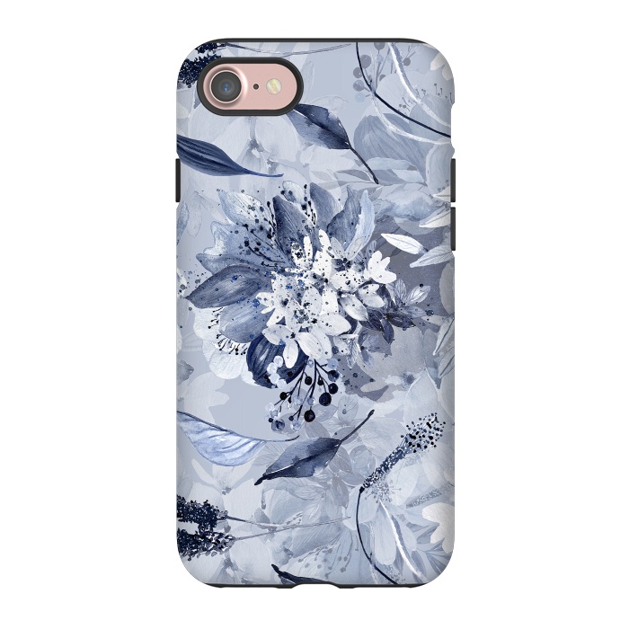 iPhone 7 StrongFit Autumnal fresh gray and blue flower rose pattern by  Utart