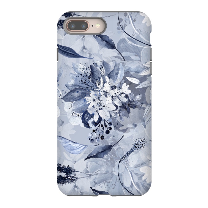 iPhone 7 plus StrongFit Autumnal fresh gray and blue flower rose pattern by  Utart