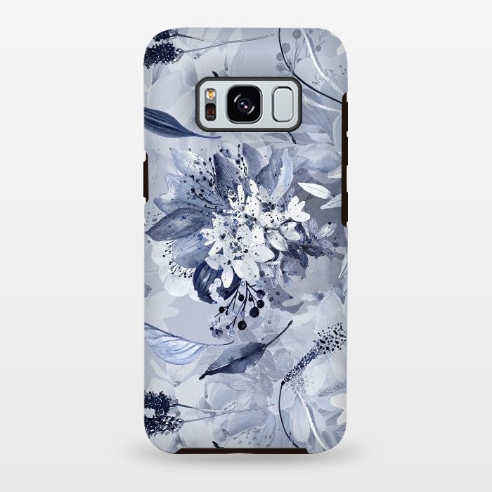 Galaxy S8 plus StrongFit Autumnal fresh gray and blue flower rose pattern by  Utart