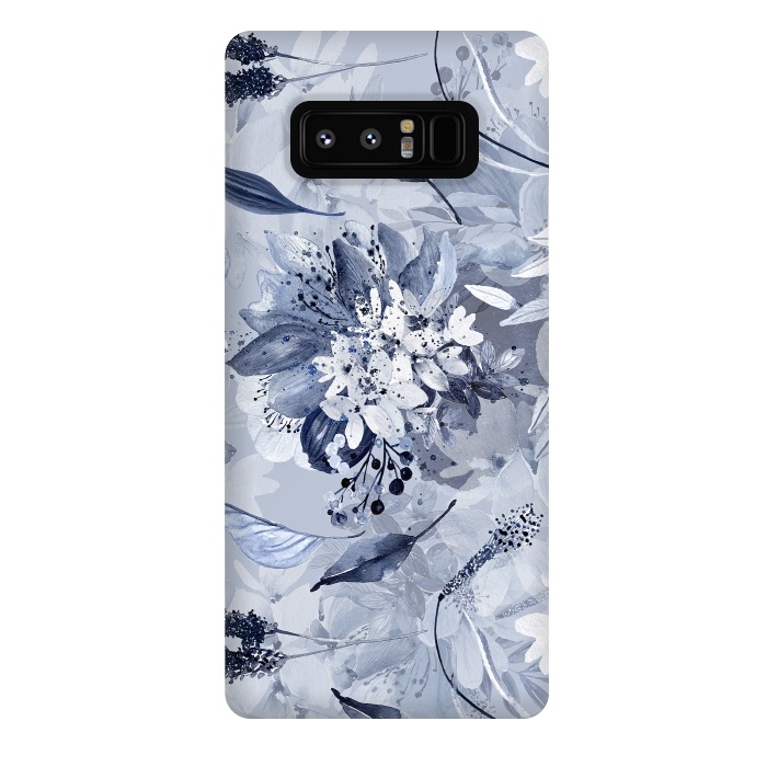 Galaxy Note 8 StrongFit Autumnal fresh gray and blue flower rose pattern by  Utart