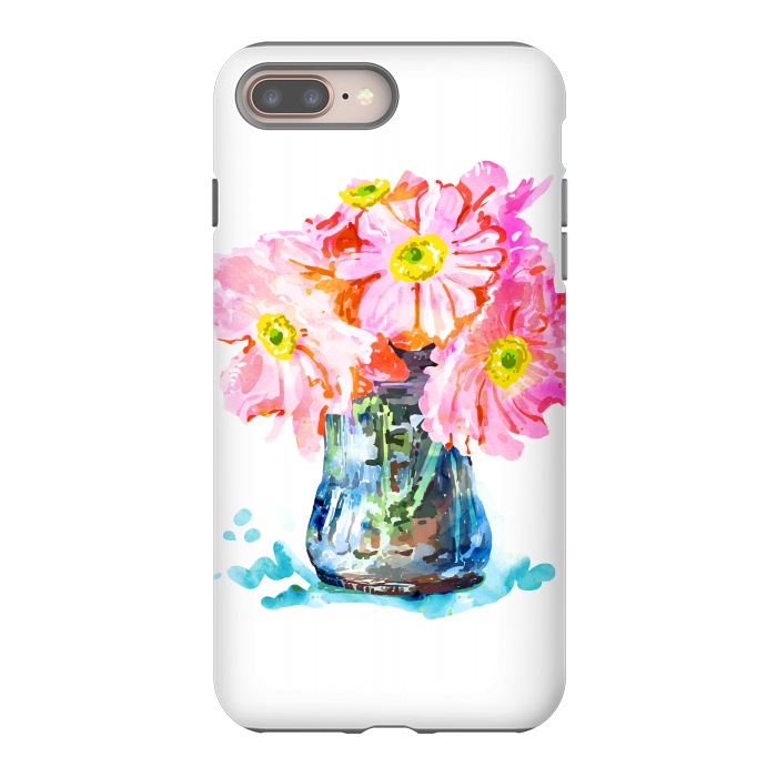 iPhone 7 plus StrongFit Watercolor Flower Pot by Uma Prabhakar Gokhale