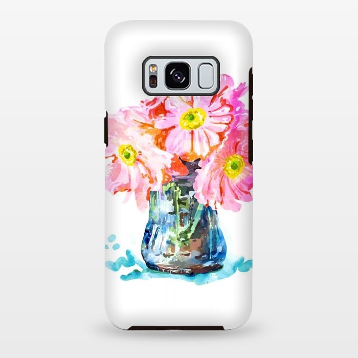 Galaxy S8 plus StrongFit Watercolor Flower Pot by Uma Prabhakar Gokhale