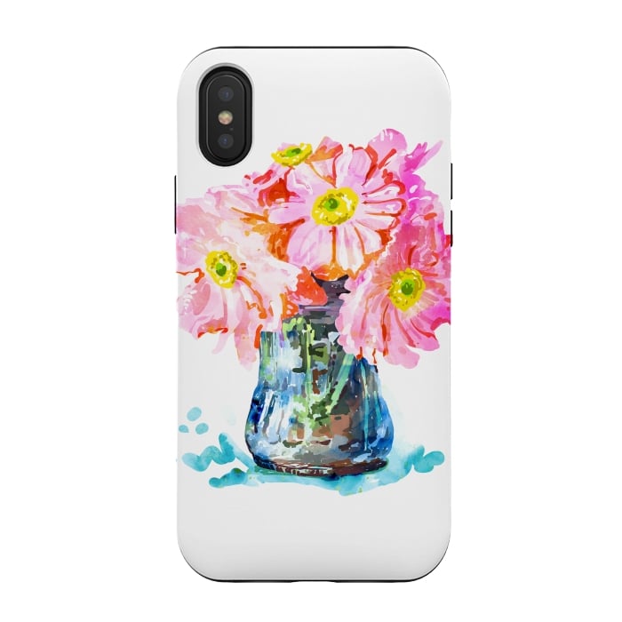 iPhone Xs / X StrongFit Watercolor Flower Pot by Uma Prabhakar Gokhale
