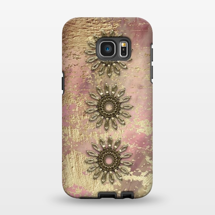 Galaxy S7 EDGE StrongFit Golden Embellishments On Pink And Gold by Andrea Haase