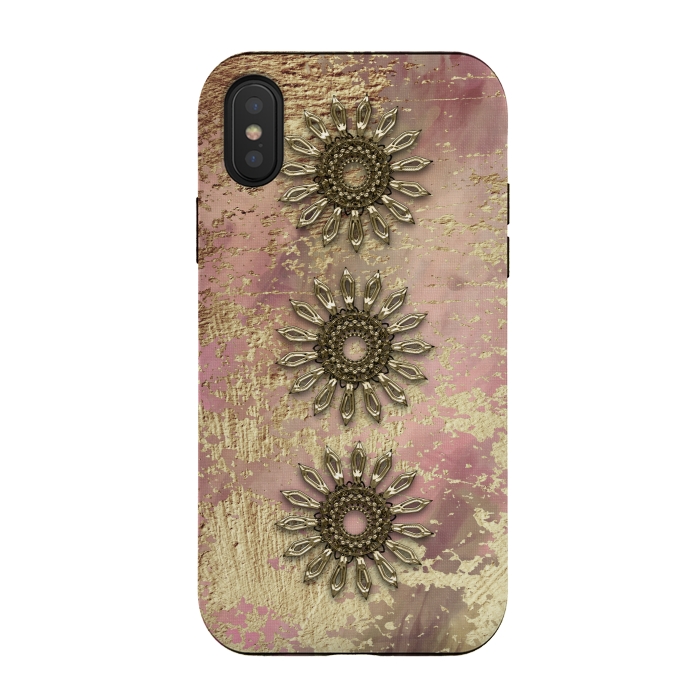 iPhone Xs / X StrongFit Golden Embellishments On Pink And Gold by Andrea Haase