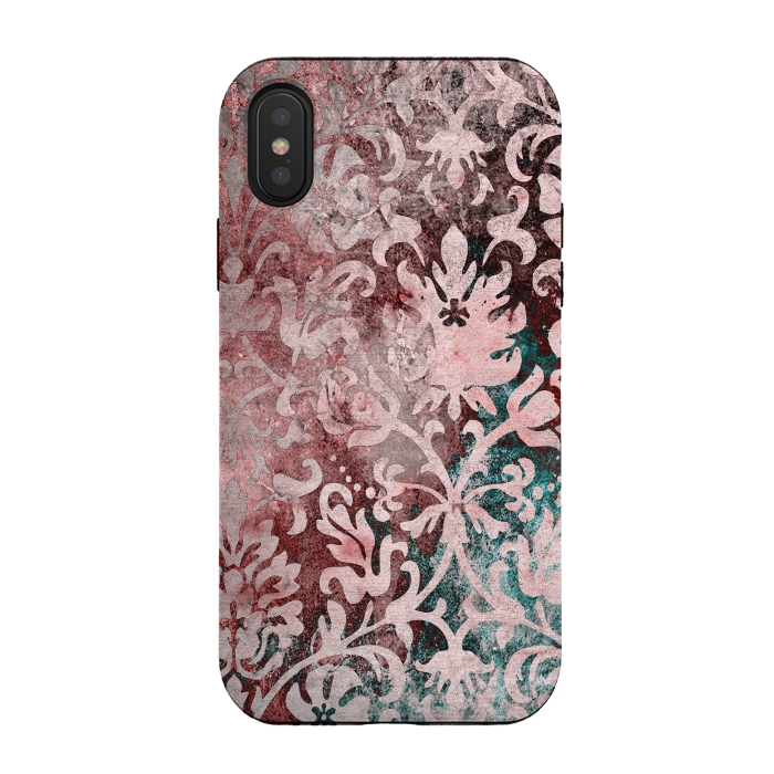 iPhone Xs / X StrongFit Rosegold Damask 2 by Andrea Haase