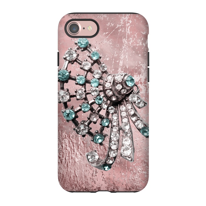 iPhone 7 StrongFit Rhinestone Embellishment Pink And Teal by Andrea Haase