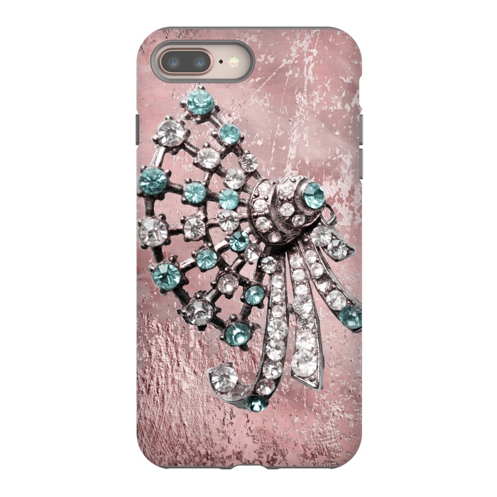 iPhone 7 plus StrongFit Rhinestone Embellishment Pink And Teal by Andrea Haase