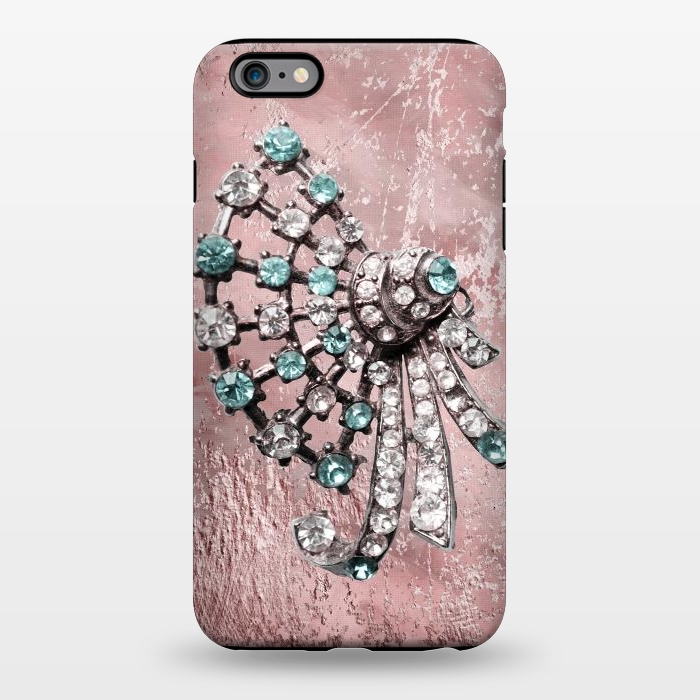 iPhone 6/6s plus StrongFit Rhinestone Embellishment Pink And Teal by Andrea Haase