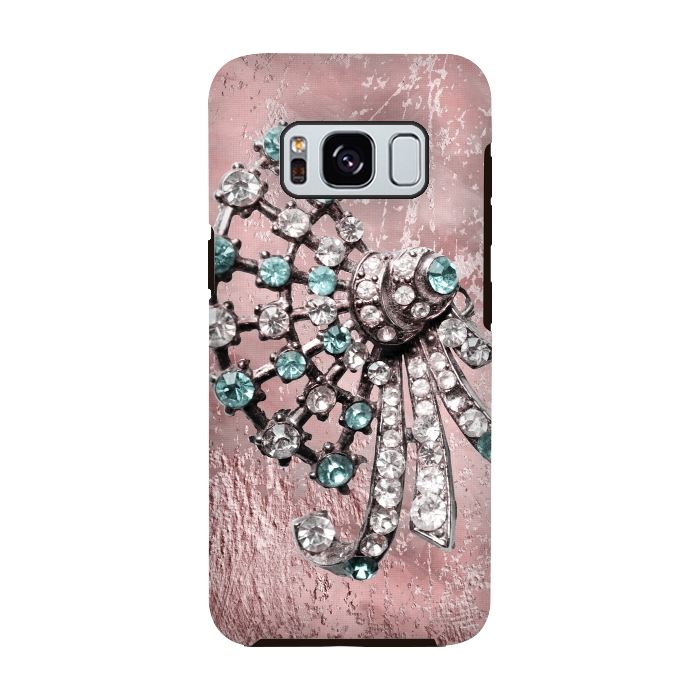 Galaxy S8 StrongFit Rhinestone Embellishment Pink And Teal by Andrea Haase