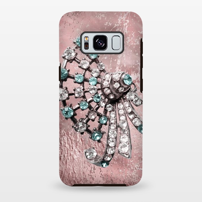 Galaxy S8 plus StrongFit Rhinestone Embellishment Pink And Teal by Andrea Haase