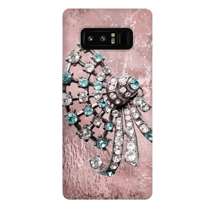 Galaxy Note 8 StrongFit Rhinestone Embellishment Pink And Teal by Andrea Haase
