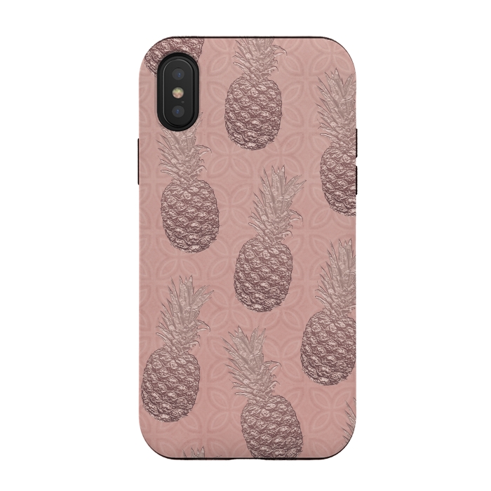 iPhone Xs / X StrongFit Shiny Pink Pineapple by Andrea Haase