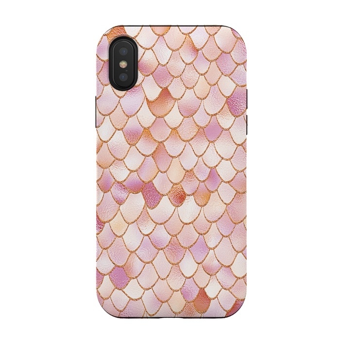 iPhone Xs / X StrongFit Wonky Rose Gold Mermaid Scales by  Utart