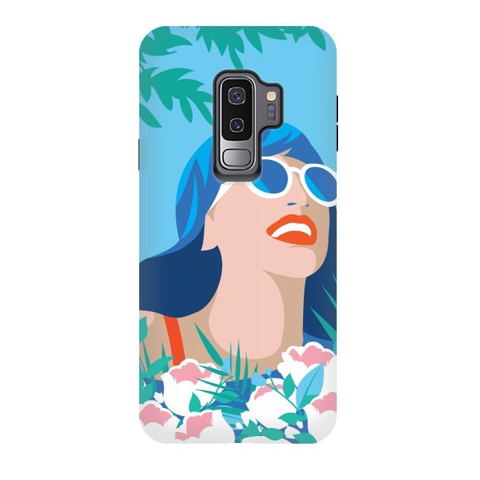 Galaxy S9 plus StrongFit Blue Summer Girl by DaDo ART