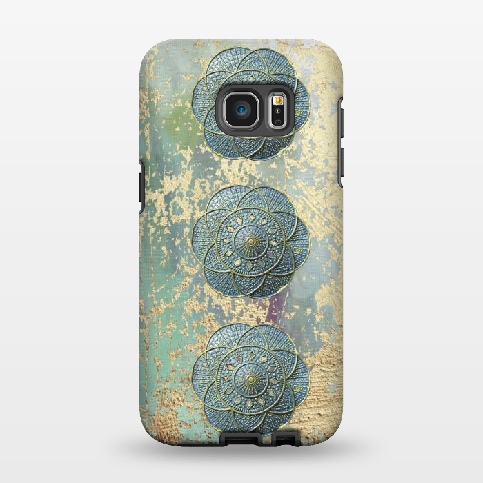 Galaxy S7 EDGE StrongFit Precious Embellishment On Gold And Teal by Andrea Haase