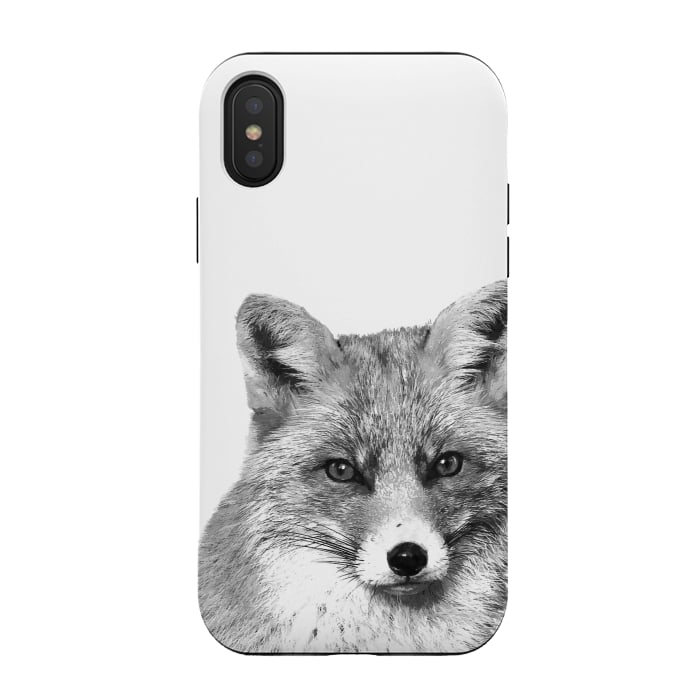 iPhone Xs / X StrongFit Black and White Fox by Alemi