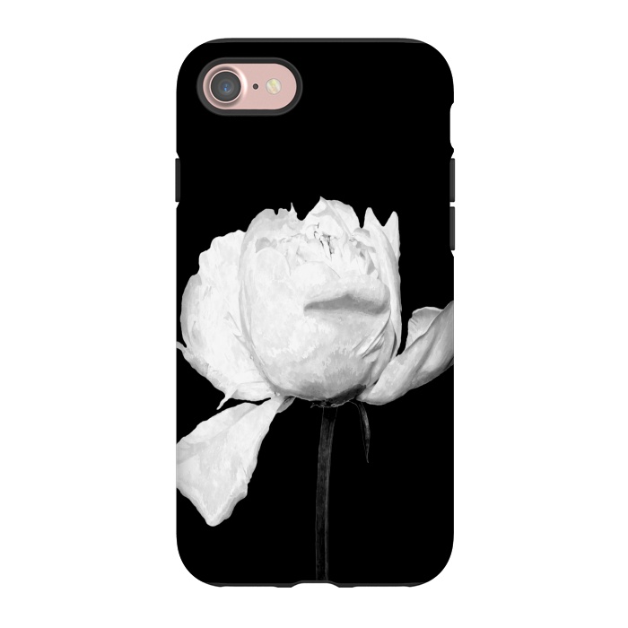 iPhone 7 StrongFit White Peony Black Background by Alemi