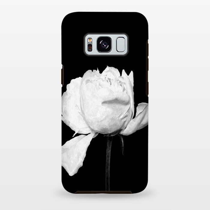 Galaxy S8 plus StrongFit White Peony Black Background by Alemi