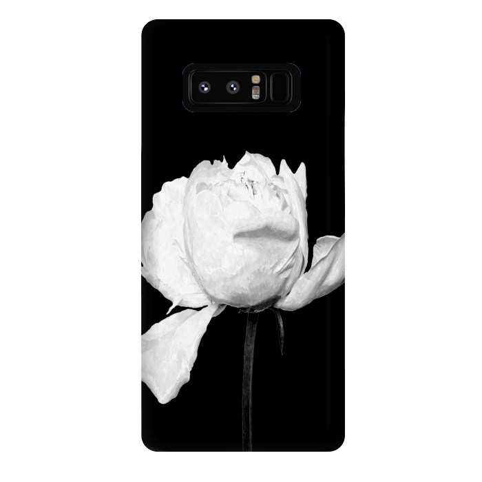 Galaxy Note 8 StrongFit White Peony Black Background by Alemi