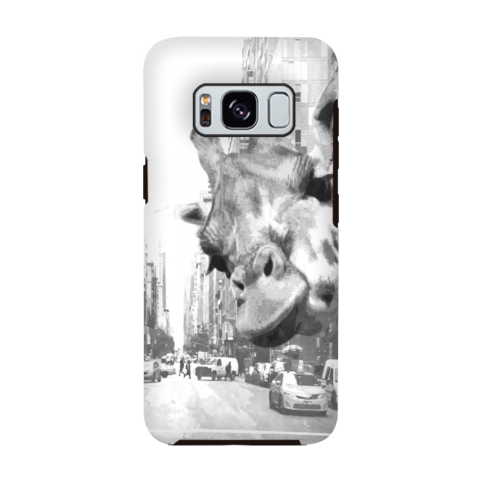 Galaxy S8 StrongFit Black and White Selfie Giraffe in NYC by Alemi