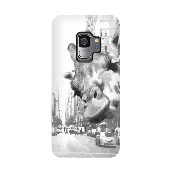 Galaxy S9 StrongFit Black and White Selfie Giraffe in NYC by Alemi