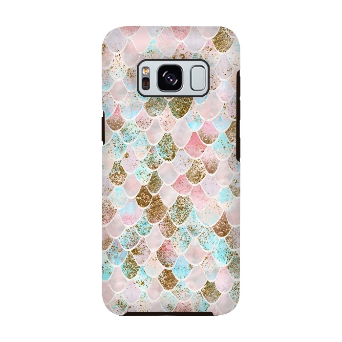 Galaxy S8 StrongFit Wonky Watercolor Pink and Blue Mermaid Scales  by  Utart