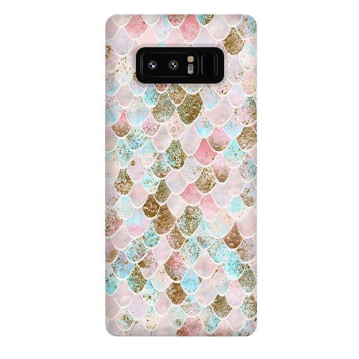 Galaxy Note 8 StrongFit Wonky Watercolor Pink and Blue Mermaid Scales  by  Utart