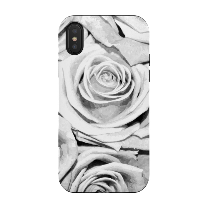 iPhone Xs / X StrongFit Black and White Roses by Alemi