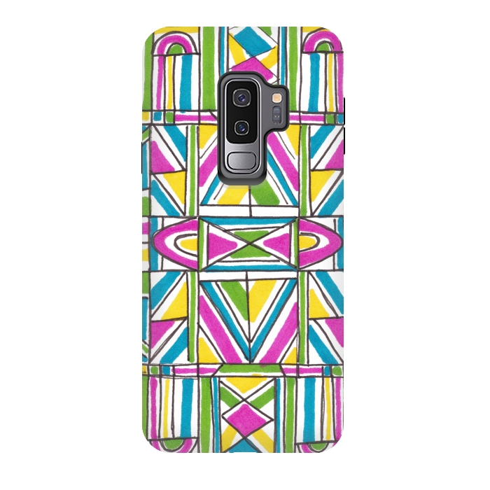 Galaxy S9 plus StrongFit Geometric Pattern by Laura K Maxwell