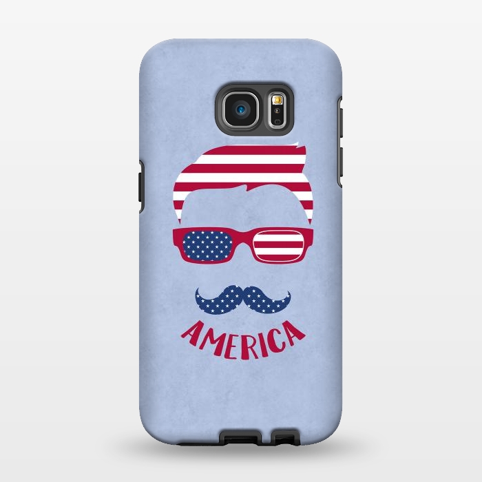 Galaxy S7 EDGE StrongFit American Hipster Face 4th July by Andrea Haase