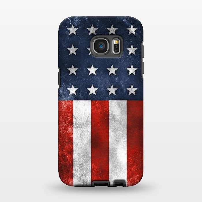 Galaxy S7 EDGE StrongFit Grunge Style American Flag by Andrea Haase