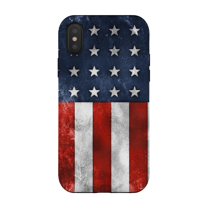 iPhone Xs / X StrongFit Grunge Style American Flag by Andrea Haase